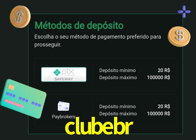O cassino clubebr oferece uma grande variedade de métodos de pagamento